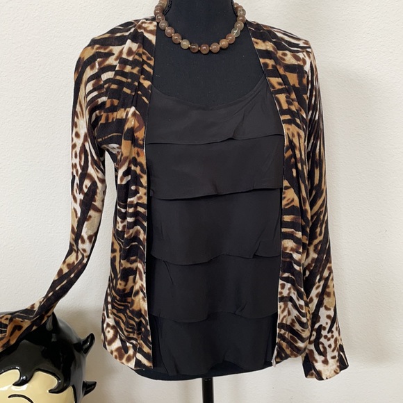 August Silk Animal Print Sweater w/ Attached Top - Picture 1 of 5